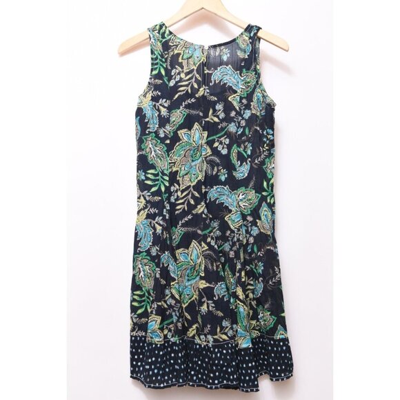 Cino Sleeveless Cotton Mini Dress Floral Print Blue Teal Womens Small NEW - Picture 4 of 12